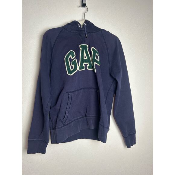 GAP Hoodie Pullover Big Center Logo Varsity Preppy Blue size Medium - Picture 1 of 5